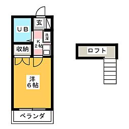ビバリーシャロン 1Kの間取図画像