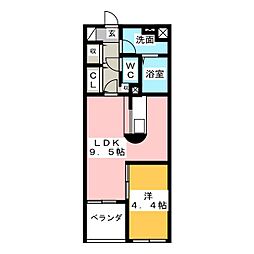 クオーレトラスト3 1LDKの間取図画像