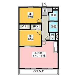 エルシュラインS 2LDKの間取図画像