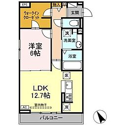 D-chambre北浜町 A 1LDKの間取図画像