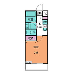 ホームワン別名 1Kの間取図画像