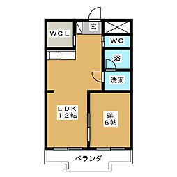 フィフティプラス日永 1LDKの間取図画像