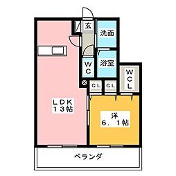 ミューベルラビアンB 1LDKの間取図画像