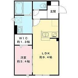 ハートウィズ1122 B棟 1LDKの間取図画像
