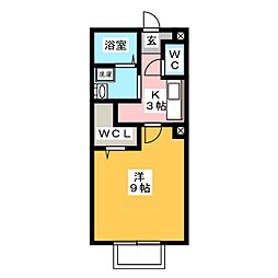 ボンヌ・シャンス 1Kの間取図画像