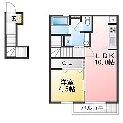 インコントロB 1LDKの間取図画像