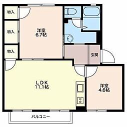 アビタシオンときわC 2LDKの間取図画像
