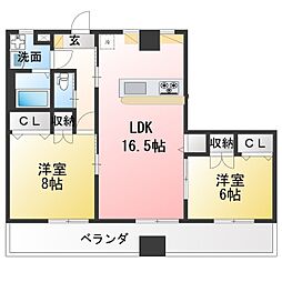 リベラール日永 2LDKの間取図画像