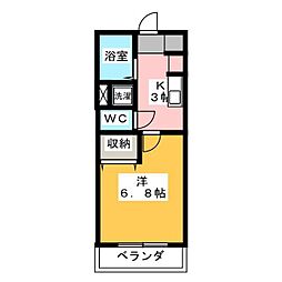 ユーミーマンション加藤B棟 1Kの間取図画像
