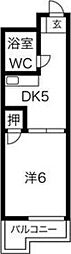 メゾン堀ノ田 1DKの間取図画像
