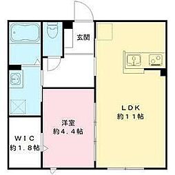 ハートウィズ1122 B棟 1LDKの間取図画像