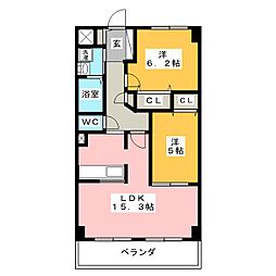 Belledemeure 2LDKの間取図画像
