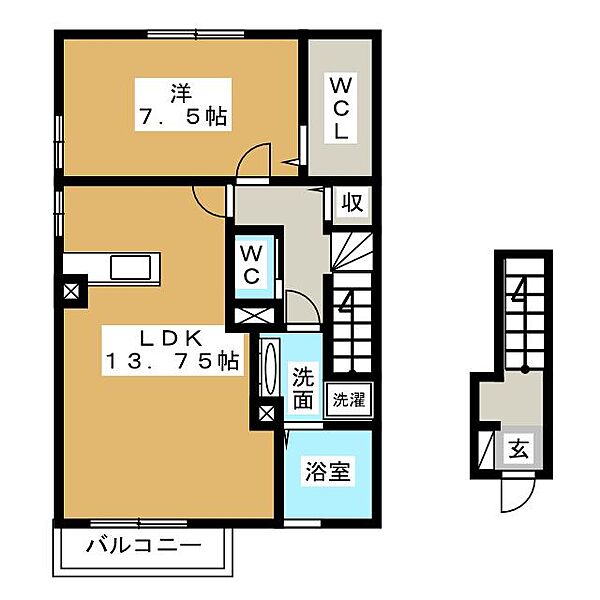 トレフル　ブラン　C棟 ｜三重県三重郡川越町大字豊田(賃貸アパート1LDK・2階・59.46㎡)の写真 その2