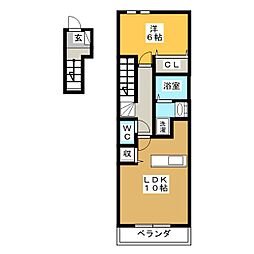 パル・ソレイユ 2階1LDKの間取り