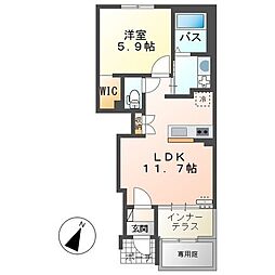 神楽 1階1LDKの間取り