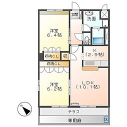 リュミエールA 2LDKの間取図画像