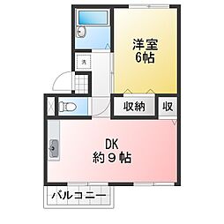 アロールート 1DKの間取図画像