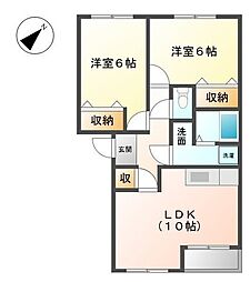 メゾン・ド・ソレイユ 2LDKの間取図画像