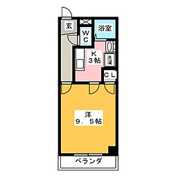 サンヒルズ 1Kの間取図画像