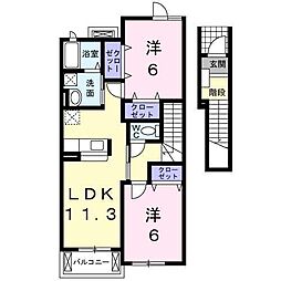 メゾンフィロス2 2LDKの間取図画像