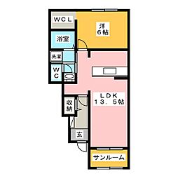 ビオトープあさひA 1LDKの間取図画像