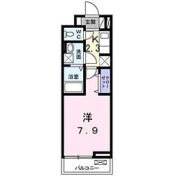 カーサエトワールB 1Kの間取図画像