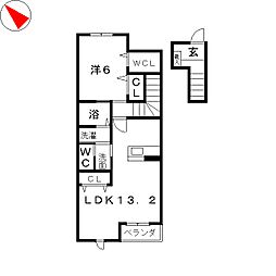 シェーナ・ドゥーノ1 1LDKの間取図画像
