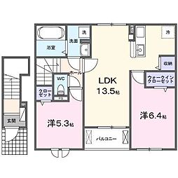 ルチェンテF2 2LDKの間取図画像