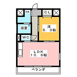 塔世西裏ＭＳビル 3階1LDKの間取り