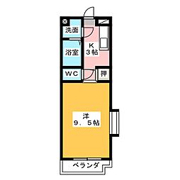 幸マンション 1階1Kの間取り