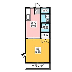 コーポ新町2 1DKの間取図画像