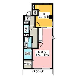 Ｍ’ｓ南ヶ丘 2階1LDKの間取り