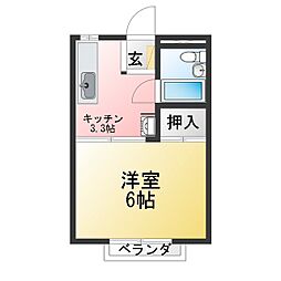 ムーンフレンド 1Kの間取図画像