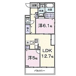江どばしテラス 2階2LDKの間取り