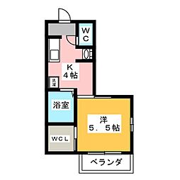 アーバン南が丘 1Kの間取図画像