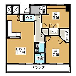 グランステーシア津新町 2LDKの間取図画像