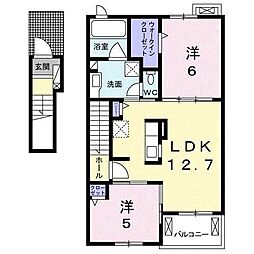 エトワール藤方3 2LDKの間取図画像
