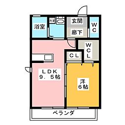 サンシャイン3 1LDKの間取図画像