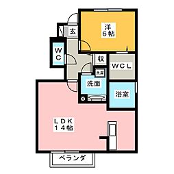 プリムローズ 1LDKの間取図画像