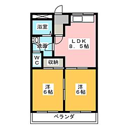 ラメール1 2LDKの間取図画像