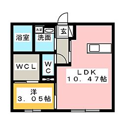 コンフォースコートB 1LDKの間取図画像