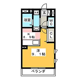 メルヴェーユ ワンルームの間取図画像