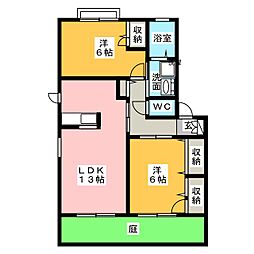 ノヴェル・フォーC 2LDKの間取図画像