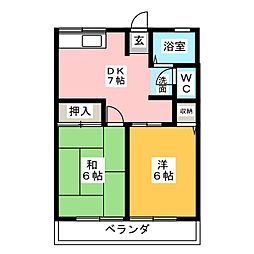 ユーメゾンB 2DKの間取図画像
