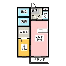楽園A 1LDKの間取図画像
