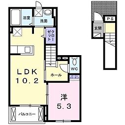 アクアマリン 1LDKの間取図画像