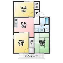 セジュールMONPAC 3DKの間取図画像