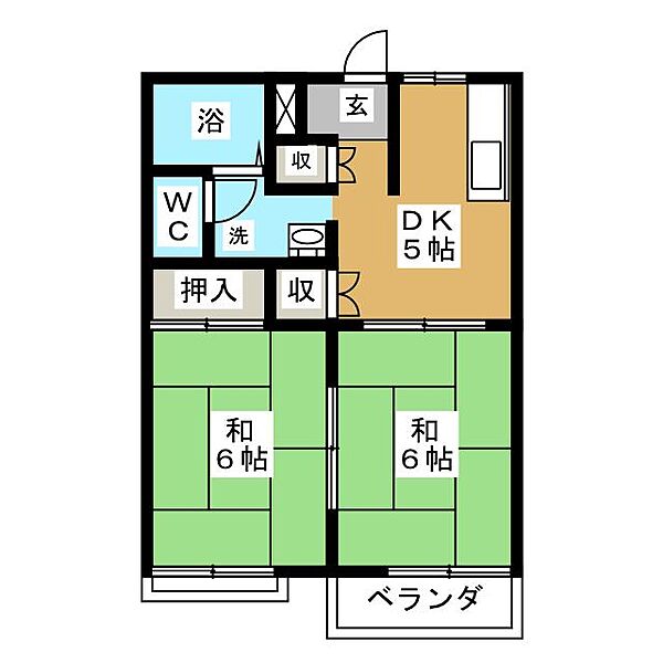 フレグランスＨＡＹＡＭＡ　Ｂ ｜三重県鈴鹿市庄野羽山２丁目(賃貸アパート2DK・2階・38.88㎡)の写真 その2