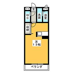 サクシード三日市 3階ワンルームの間取り