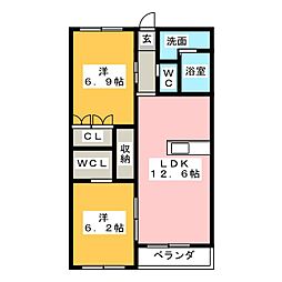 アラモード 2LDKの間取図画像
